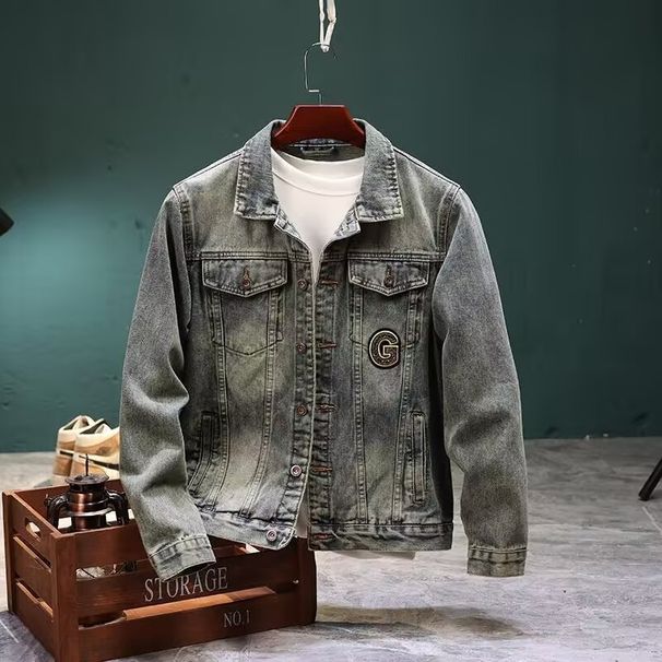 Men's Clothing Fashionable letter embroidered denim jacket for men, high end trendy brand, spring and autumn new workwear jacket, outerwear denim_viptrois.com