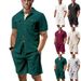Men's Clothing Waffle Knit Short Sleeve Shirt With Pocket - Casual Button Down Collar Top In Solid Colors (Black, White, Gray, Khaki, Burgundy)_viptrois.com