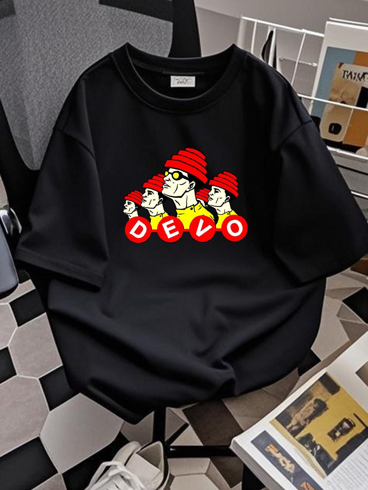 Devo Energy Dome XL Black T Shirt Slightly Stretched Casual Homme Comfortable Top For Everyday Wear Breathable Stylish Streetwear Graphic Summer_viptrois.com