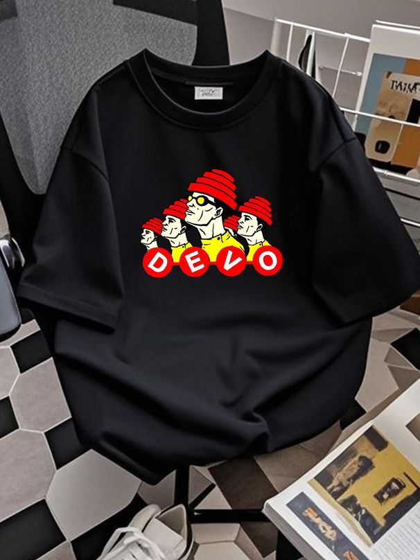 Devo Energy Dome XL Black T Shirt Slightly Stretched Casual Homme Comfortable Top For Everyday Wear Breathable Stylish Streetwear Graphic Summer_viptrois.com