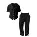Men's Linen Hooded Short Sleeved Shirt And Trousers Casual Sportswear Set Black Khaki White Gray_viptrois.com