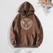 Men's Clothing sweatshirt moon bee print hooded back collar plus velvet sweatshirt_viptrois.com