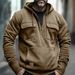 Spring Autumn Fashion European-USA Style Hoodies Outerwear Men's Half Zipper Multiple Pockets Long Sleeve Vintage Loose Hooded Sweatshirts S-3XL_viptrois.com