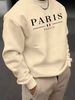Spring And Autumn Men's Casual Loose Simple Fashion Paris Letter Print Round Neck Long Sleeve Hoodie_viptrois.com