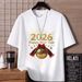 Breathable T-shirt (Eco Cotton) Black (Retro Festive Print & "2026 Happy New Year Golden Disco Ball" Accent) – Y2K Style For Festival Party_viptrois.com