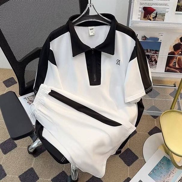 Men's Clothing Summer New Simple Sports Casual Suit Men's Short Sleeved T Shirt With Shorts With Small Icon ME2 MA1_viptrois.com