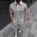 Men's Zipper Polo Shirt & Shorts Set – Stretchable Casual Outfit For Summer (Breathable Two-Piece)_viptrois.com