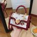 Women's Bags New Cute Cherry Print Messenger Bag Twisted Handbag Small Square Bag Fresh Contrast Color Design Girls Bag_viptrois.com
