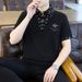 Men's Collar Short Polo Shirt 2025 Summer New Fashion European Version Trendy Casual Versatile Half Sleeved T-shirt_viptrois.com