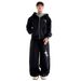Streetwear Hoodie & Jogger Set - American Hip Hop Style Zip-Up Fleece-Lined Hooded Sweatshirt With Graphic Print, Matching Pants_viptrois.com