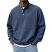 Men's High-Neck 4-Button Sweatshirt – Oversized Euro Fit Long Sleeve Pullover In Sky Blue/Green/Grey/Apricot/White/Royal Blue/Black/Burgundy_viptrois.com