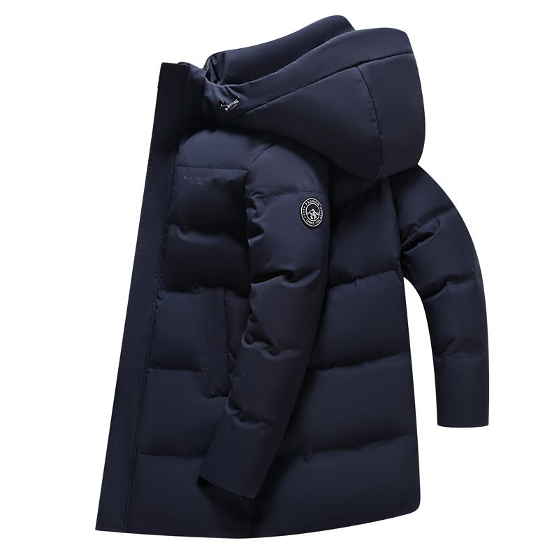 Men's Clothing Down Jacket, Mid Length, Fashionable, Thickened Winter Style, Outdoor Trendy Brand Men's Clothing, Large Size, Mid Length Warm Jacket_viptrois.com