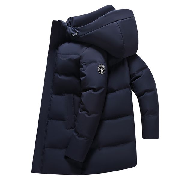 Men's Clothing Down Jacket, Mid Length, Fashionable, Thickened Winter Style, Outdoor Trendy Brand Men's Clothing, Large Size, Mid Length Warm Jacket_viptrois.com