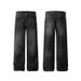 Men's Clothing Jeans Cat Whiskers Washed And Distressed Retro Loose All Match Straight Trousers_viptrois.com