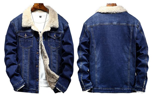 Men's Clothing New Men's Thickened Jacket Autumn And Winter Imitation Lamb Wool Winter Coat Foreign Trade Plus Velvet Denim Jacket Men_viptrois.com