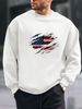 Men's Loose Casual Fashionable Classic American Flag Print Round Neck Long Sleeved Sweatshirt Suitable For Autumn And Winter Wear_viptrois.com