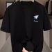 Black Ice Silk T-Shirt Summer Unisex Short Sleeve Trendy Couple Outfit Versatile Simple Style For Men And Women_viptrois.com