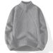 Half High Neck Zipper Sweater For Men, Loose Fitting Pullover, Solid Color Base, Knitted Sweater, Men's Trend_viptrois.com