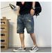 Denim Shorts For Men In Summer, Thin Cut, Ripped, Versatile, Slim Fit, Straight Leg, Trendy Korean Version, Five Point_viptrois.com