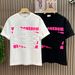 Men's Clothing Ins Short Sleeved Men's Summer Personalized Letter Embossed Print Contrast Color Youth Loose Casual Stretch T Shirt_viptrois.com