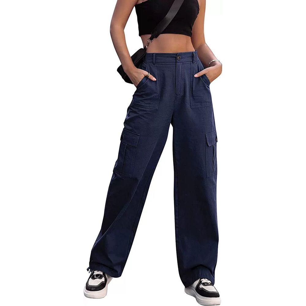 "Women's Multi-Pocket Loose Fit Wide Leg Trousers – Comfortable Workwear & Casual Pants With Slimming Design"_viptrois.com
