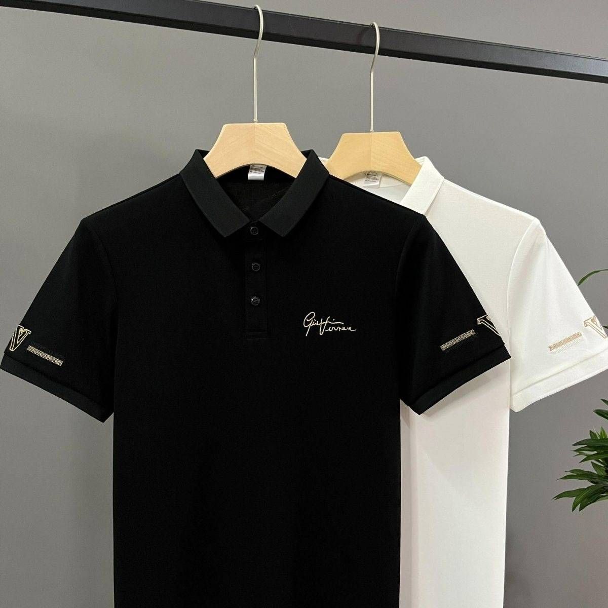 Summer 2025 Stylish And Versatile Embroidered Men's Polo Business Fashion Slim-fitting Short-sleeved Shirt_viptrois.com