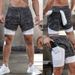Men's Clothing Men's Quick Drying Fake Two Piece Fitness Exercise Outdoor Leisure Five Point Pants Summer Free Shipping_viptrois.com