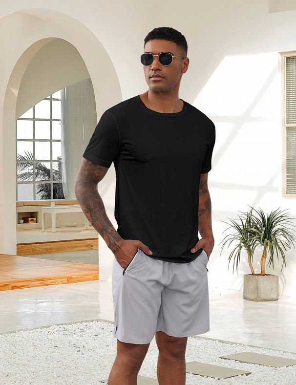 2025 Summer Men's Fitness Heavyweight Henry Collar T-shirt 230g Coarse Thread Cotton Retro Slim Short-sleeved_viptrois.com