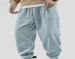 Men's Clothing Men's Fashion Street Velcro Cuff Solid Color Loose Casual Trousers_viptrois.com