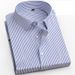 Men's Clothing Summer Short Sleeve Shirt - Wrinkle-Free Striped Business Casual Workwear, Breathable & Comfortable Office Blouse, Slim Fit_viptrois.com