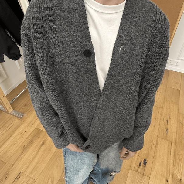 Unisex Oversized Cardigan Sweater – Relaxed V-Neck & Lightweight Layering (M-2XL)_viptrois.com