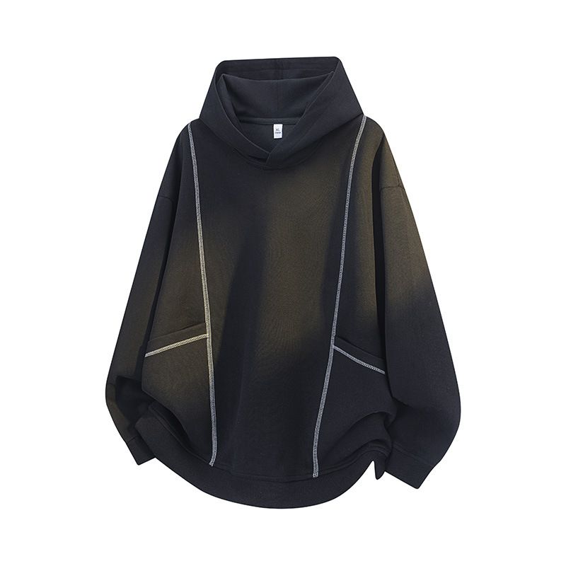 Men's Premium Cotton Blend Hooded Sweatshirt – American Vintage Inspired Patchwork Design With Oversized Fit For Streetwear & Casual Loungewear_viptrois.com