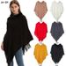 Unisex Spring and autumn sequins solid color pullover collar cape knit cape_viptrois.com
