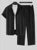 Men's Clothing Striped Short Sleeved Shirt Button Down Lapel Suit Men's Fashion_viptrois.com
