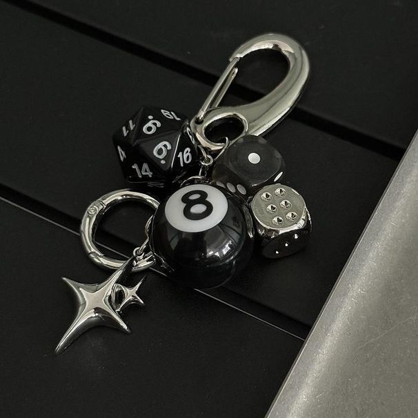 Men And Women's Jewelry Ironworks Original Dice Black 8 Beaded Bag Charm Handmade Trendy Design Keychain Accessory For Outfit Styling_viptrois.com