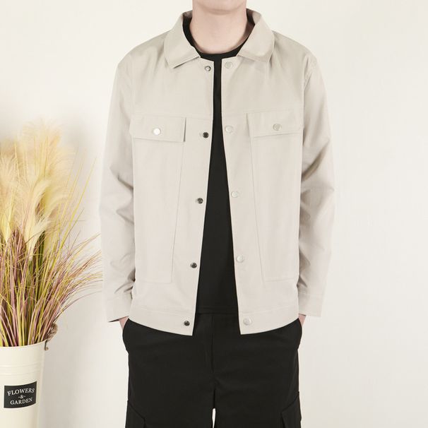 Jacket Jacket For Men, Trendy, Loose, Handsome, Versatile, Solid Color, Casual, Middle-aged And Youth Top_viptrois.com