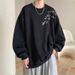 Printed Crew Neck Sweater Men's Spring New Loose Pullover Long-sleeved T-shirt Spring And Autumn No Hat Top_viptrois.com