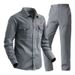 Men's Clothing Men's Military Style Workwear Set - Durable Long-Sleeve Shirt & Pants For Outdoor & Casual Wear (Army Green, Black, Gray, Khaki)_viptrois.com
