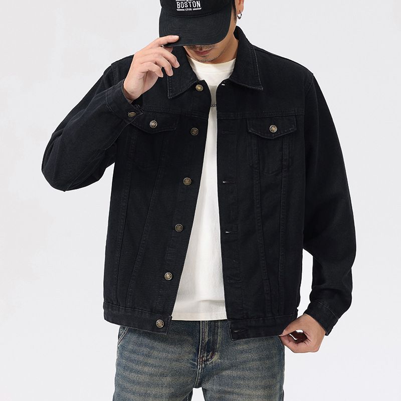 Men's Clothing Plus Size Fashion Washed Heavy Denim Jacket Men's Loose Large Size Autumn New Casual Versatile Lapel Jacket_viptrois.com