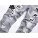 Men's Light Blue Ripped Embroidered Skinny Jeans Trendy Low Waist Slim Fit Trousers With Slight Stretch For High Street Style_viptrois.com