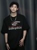 Vintage American T-shirt Letter Print Summer Trend Hiphop Street Loose Crew Neck Short Sleeve Men's_viptrois.com