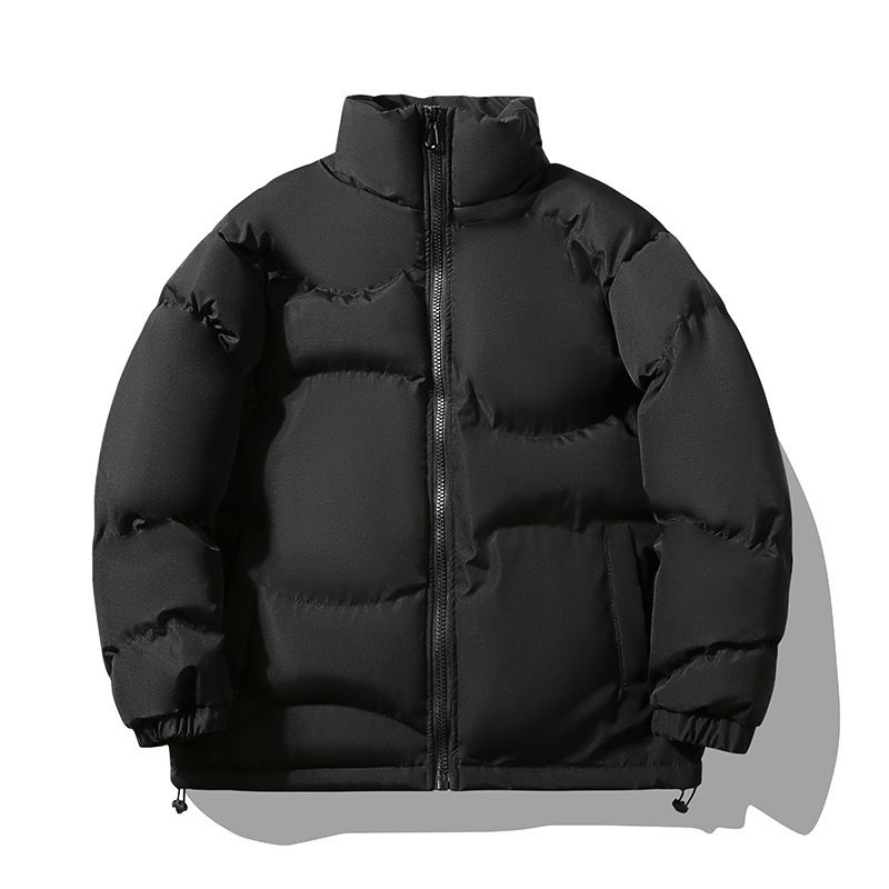 Autumn And Winter New Cotton-padded Jacket Men's Solid Color Stand-up Collar Hong Kong Style Loose Warm Cotton Clothes_viptrois.com