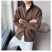 Men's Knit Cardigan – Polyester Blend Open-Front Sweater With Fleece Lining (M-3XL, Beige/Navy/Coffee, Relaxed Fit, Casual & Business Wear)_viptrois.com