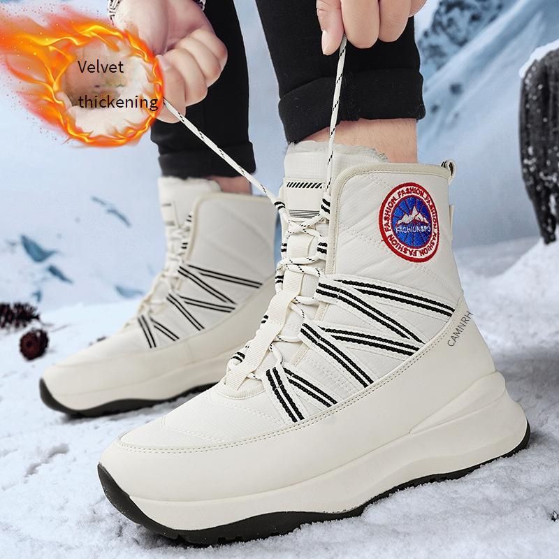 Men's Winter Snow Boots With Thick Sole - Fleece Lined Anti-Slip High-Top Warm Shoes For Cold Weather_viptrois.com