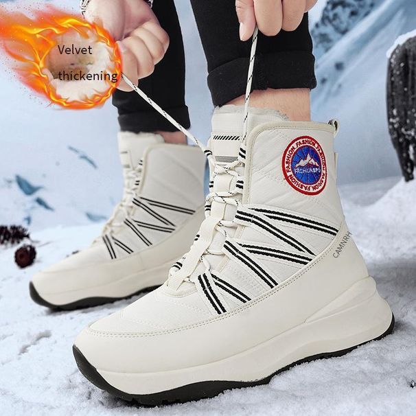 Men's Winter Snow Boots With Thick Sole - Fleece Lined Anti-Slip High-Top Warm Shoes For Cold Weather_viptrois.com