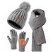 3pcs/set Unisex Knit Set – Beanie Scarf Gloves Combo With Touchscreen (Winter Warm & Couple Style)_viptrois.com