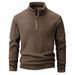 Fleece And Thickened Semi-zipper Stand-up Collar Hoodie For Men, High-quality Pullover, Casual And Warm Hoodie For Dad_viptrois.com