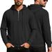 Men's Jacquard Knitted Half-zip Solid-color Long-sleeved Pullover Casual Loose Large-sized Hooded Sweatshirt_viptrois.com