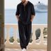New Autumn Linen Men's Casual Suit - Loose-fitting Hooded Henry Shirt With Long Sleeves And Long Pants Set_viptrois.com
