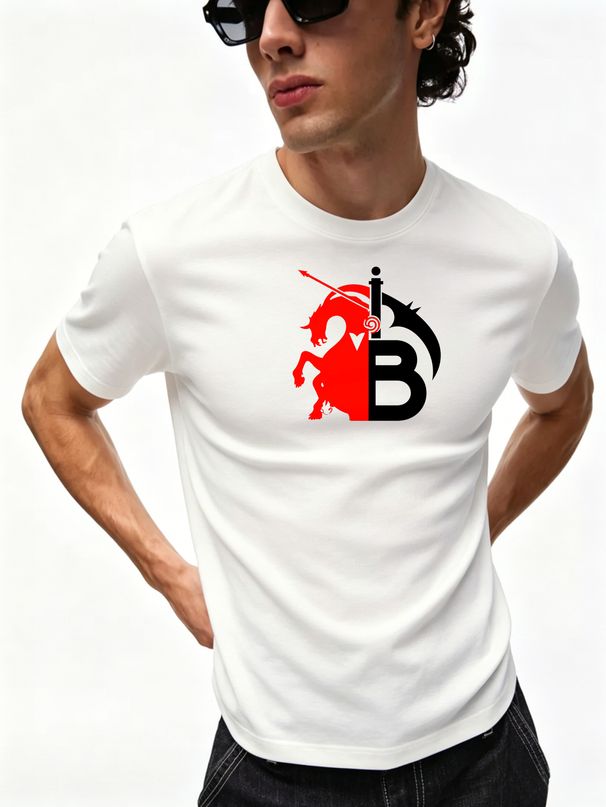 3 Pack Men's Oversized T-Shirts, 100% Cotton Crew Neck Casual Tees, Relaxed Fit Minimal Red-Black Knight Horse & Letter Print Design, Black White Grey_viptrois.com